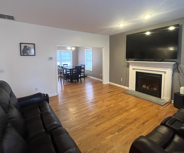 living room with wood-type flooring