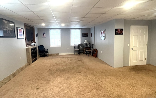 basement featuring carpet floors