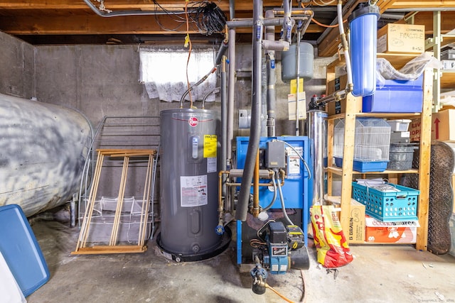 utility room featuring water heater