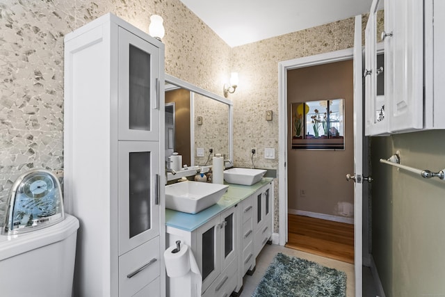 bathroom with toilet and vanity