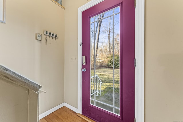 foyer entrance featuring hardwood / wood-style floors