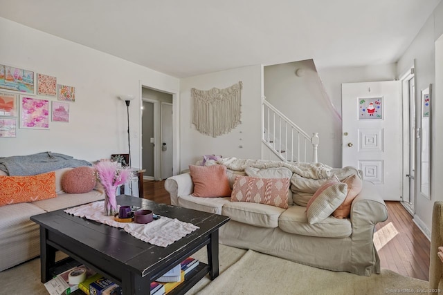 living room with hardwood / wood-style floors