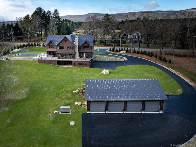 bird's eye view with a mountain view