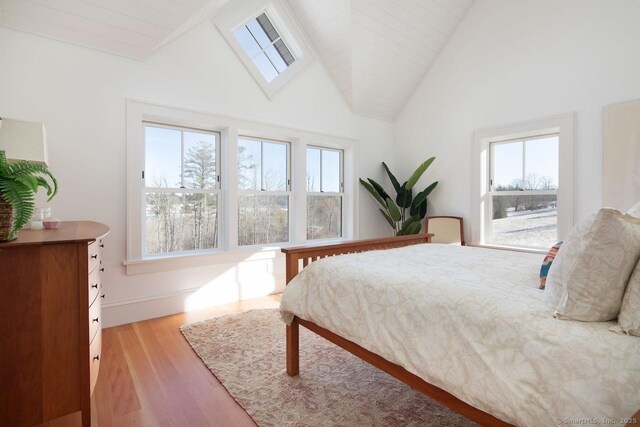 145 Taconic Rd, Salisbury, CT 06068 - bedroom with light wood-type flooring and high vaulted ceiling