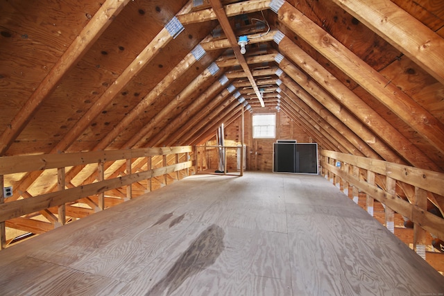 view of unfinished attic