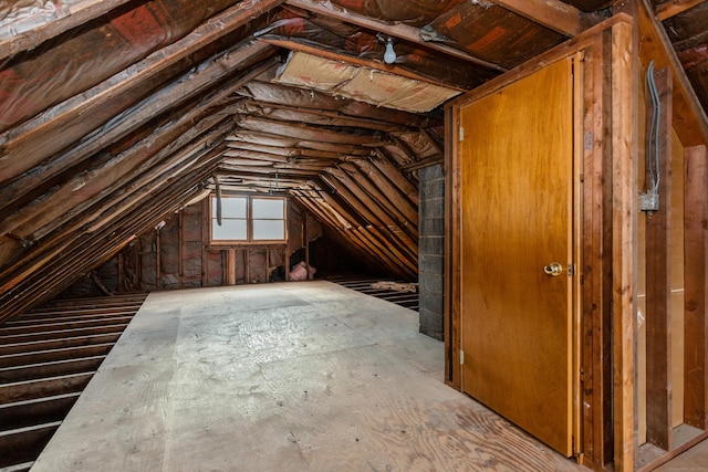 view of unfinished attic