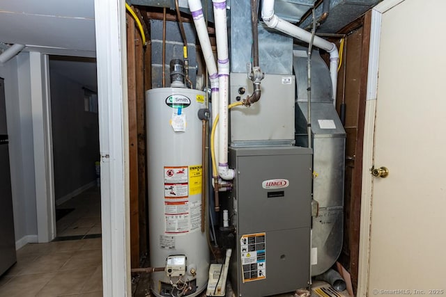 utility room with gas water heater