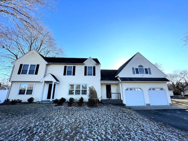 view of front property with a garage