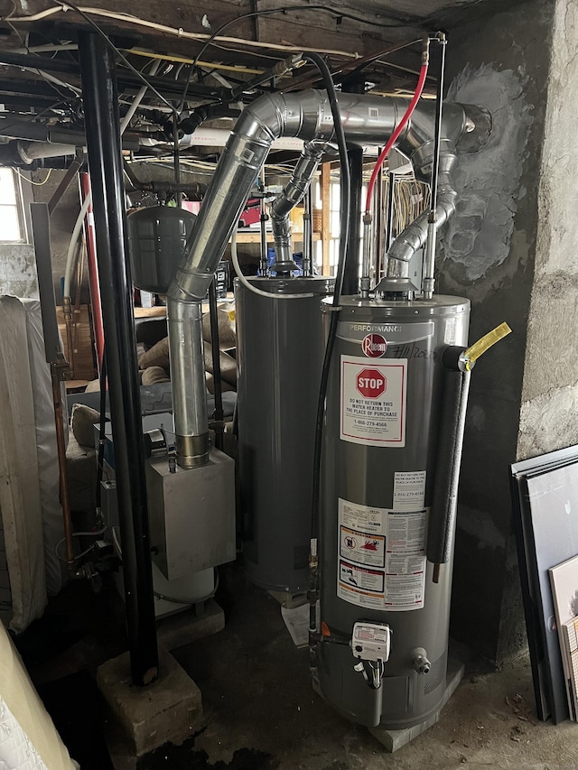 utility room with water heater