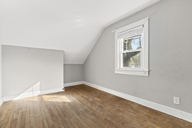 additional living space featuring wood-type flooring and lofted ceiling