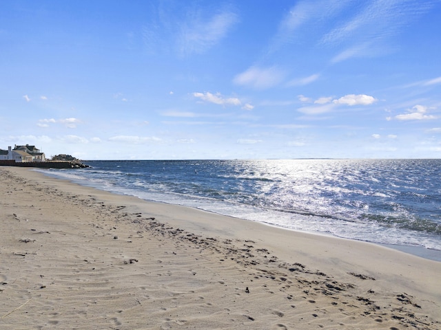 view of water feature with a view of the beach