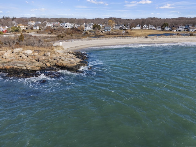 view of water feature with a view of the beach