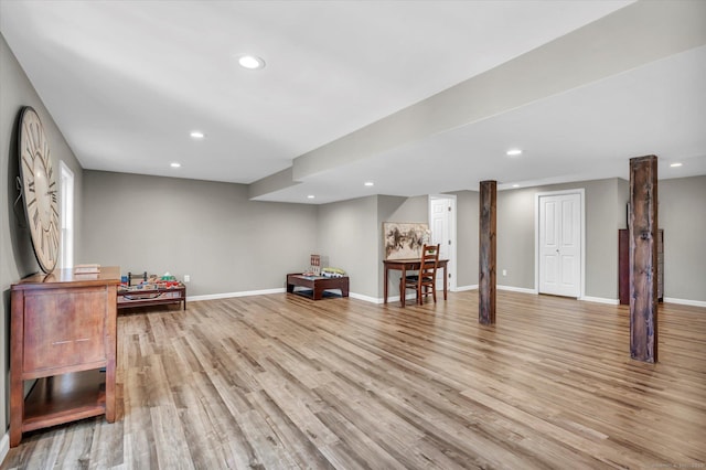 living area with light wood-type flooring