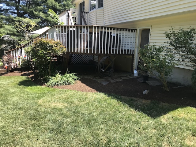 view of yard with a deck