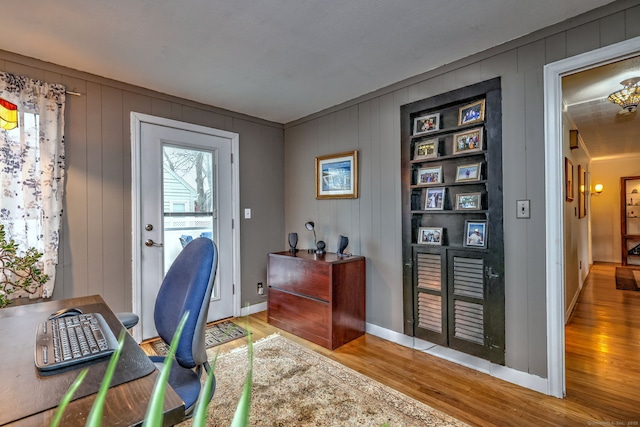 office area featuring light hardwood / wood-style flooring