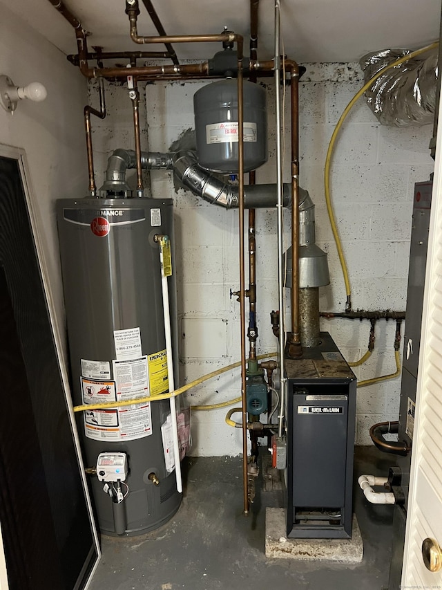 utilities featuring gas water heater