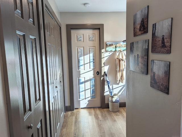 foyer with light hardwood / wood-style flooring