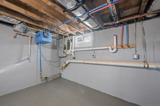 basement featuring electric panel