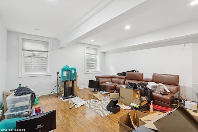 interior space featuring wood-type flooring and a wealth of natural light