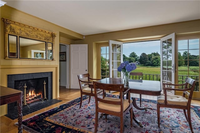 dining space featuring hardwood / wood-style flooring