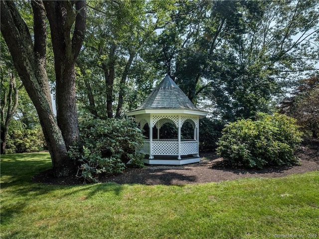 view of yard with a gazebo