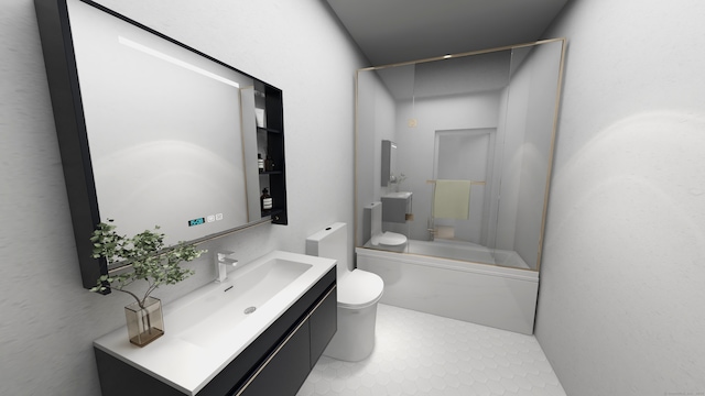 full bathroom featuring vanity, toilet, shower / bath combination, and tile patterned floors