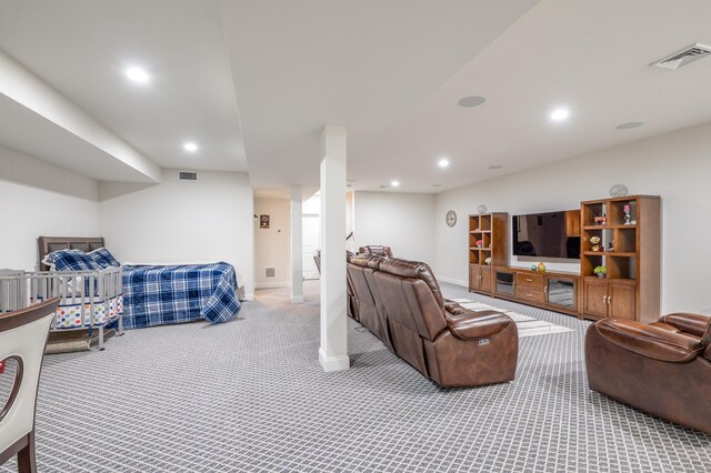 living room with carpet flooring