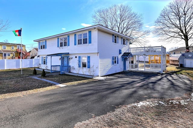 view of front of property with a deck