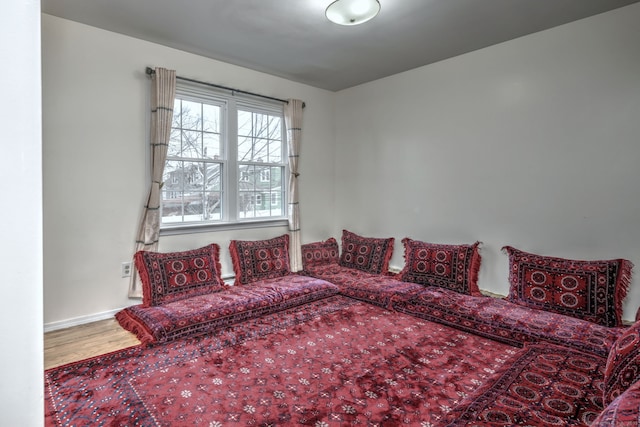 bedroom with hardwood / wood-style floors