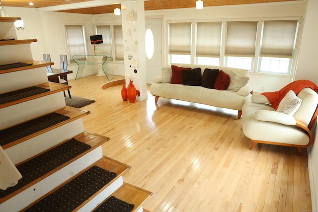 living room featuring light wood-type flooring