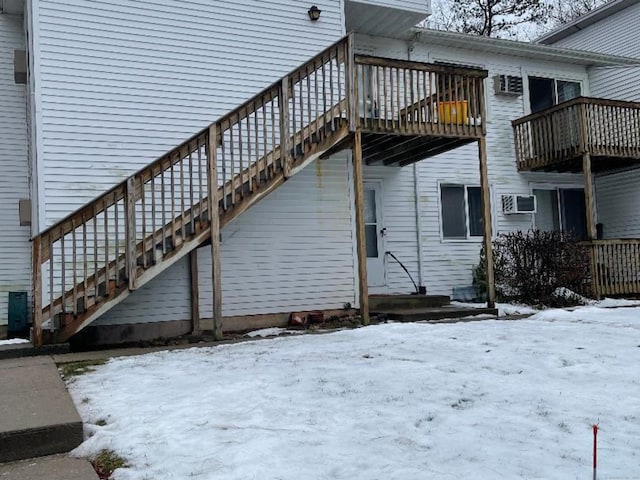 view of snow covered property