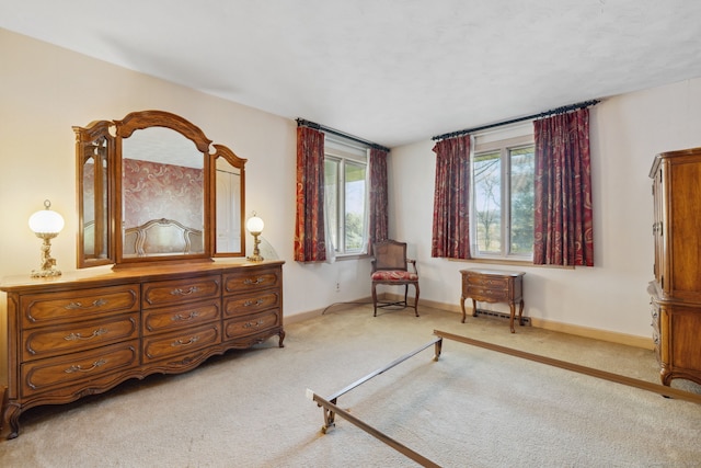 living area with light carpet