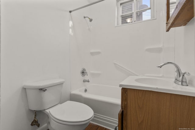 full bathroom featuring vanity, toilet, and tub / shower combination