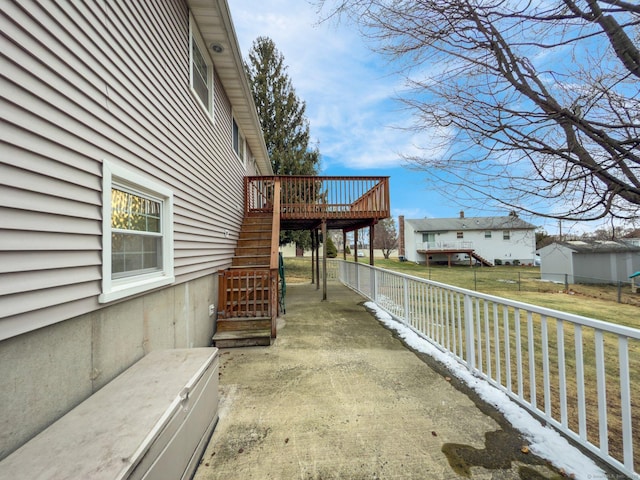 view of patio with a wooden deck