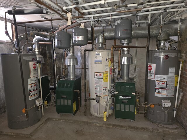 utility room featuring gas water heater