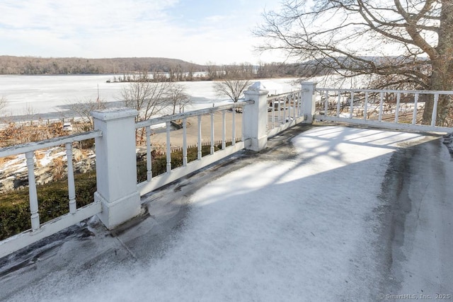 view of snow covered patio