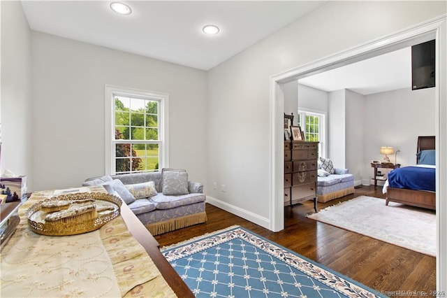 bedroom featuring dark hardwood / wood-style floors