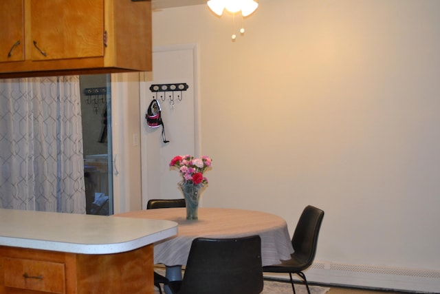 dining room with a baseboard heating unit