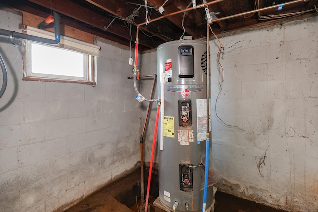 utility room featuring hybrid water heater