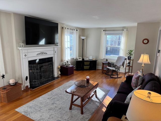 living room featuring hardwood / wood-style flooring