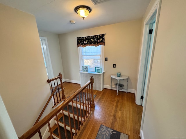 hallway with hardwood / wood-style floors