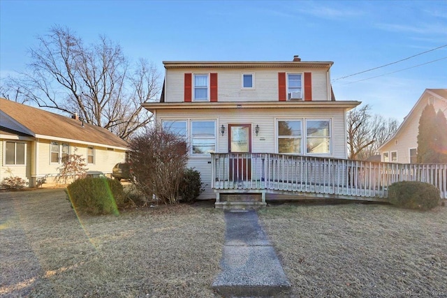 view of front of home with a deck