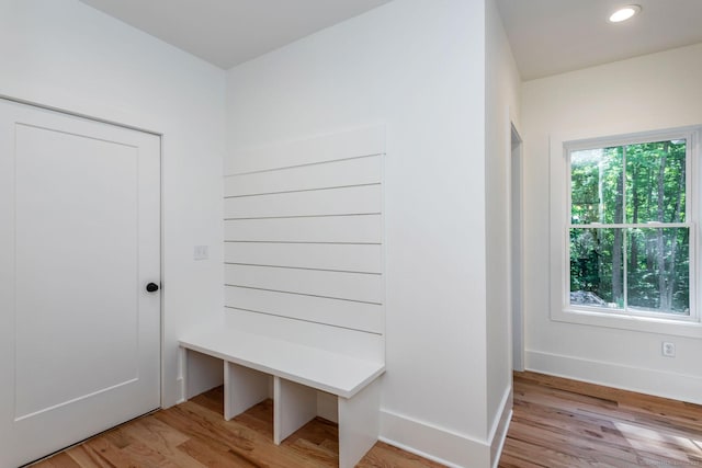 mudroom featuring light hardwood / wood-style flooring