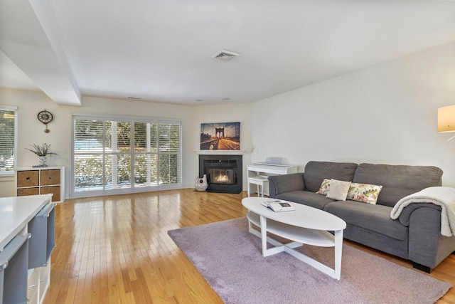 living room with light wood-type flooring