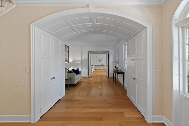 corridor featuring light hardwood / wood-style floors