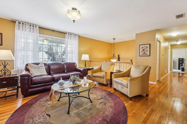 living room with hardwood / wood-style floors