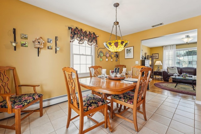 view of tiled dining area