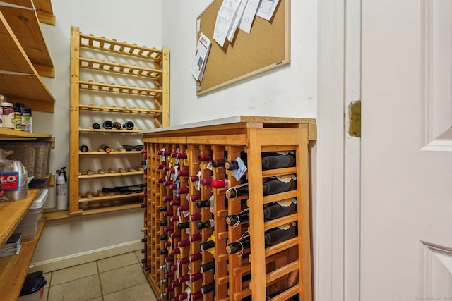 wine room featuring light tile patterned flooring