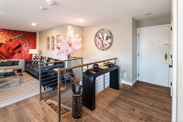 living room with hardwood / wood-style floors