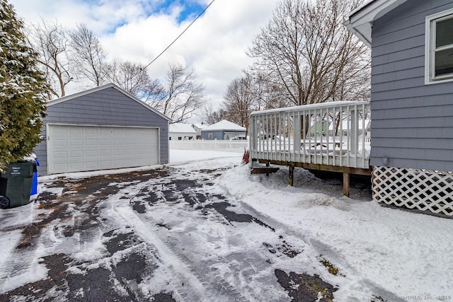 view of snow covered garage